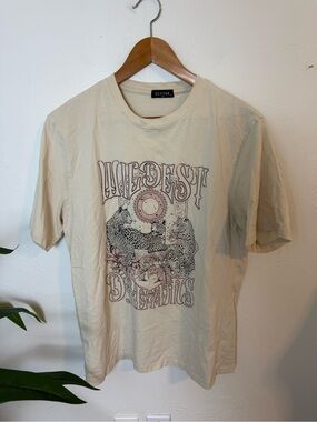Zutter Wildest Dreams Graphic Tee Cream Leopard Band Tee Size Large